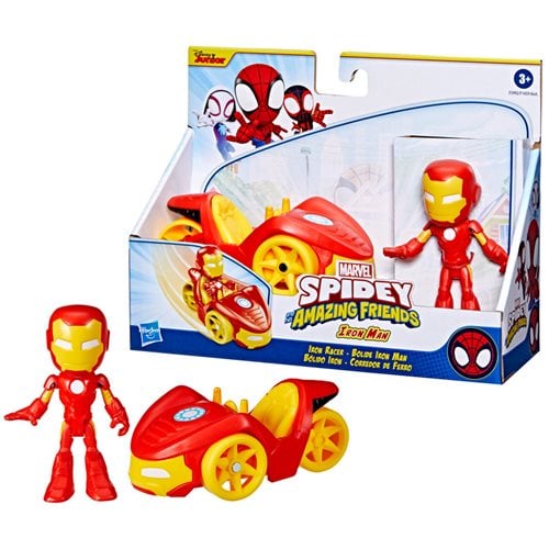 Spider-Man Spidey and His Amazing Friends Iron Man Action Figure and Iron Racer Vehicle