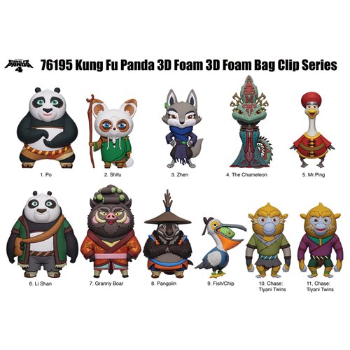 Kung Fu Panda 4 3D Foam Bag Clip Display Case of 24