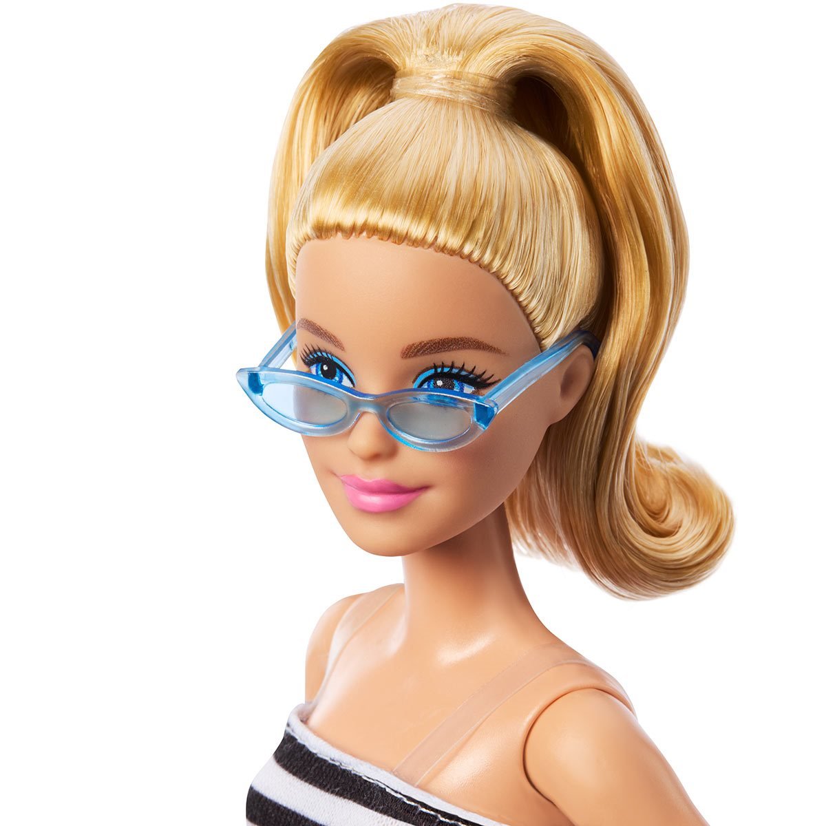 Barbie Fashionistas Doll #218 with Long Blue Hair, Rainbow Top & Teal Skirt