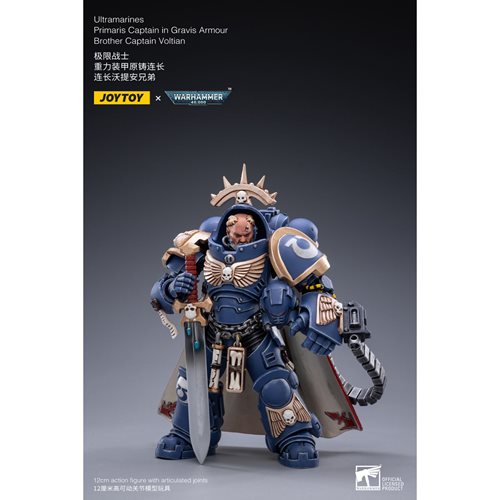 Joy Toy Warhammer 40,000 Ultramarines Primaris Captain Gravis Armor Brother Voltian 1:18 Scale Actio