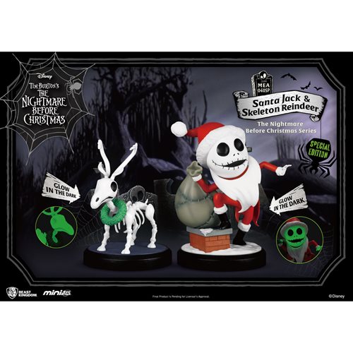 The Nightmare Before Christmas Santa Jack and Reindeer MEA-40SP Glow-in-the-Dark Mini-Figure 2-Pack