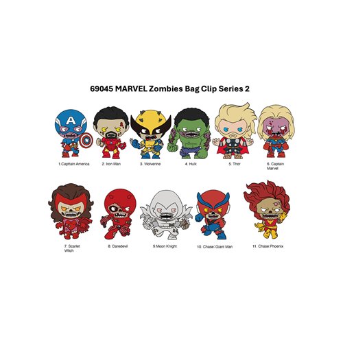 Marvel Zombies Series 2 3D Foam Bag Clip Random 6-Pack