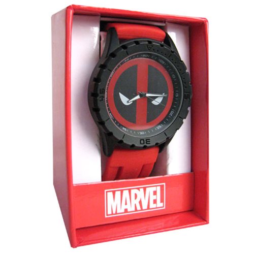 Deadpool Logo Red Rubber Strap Watch