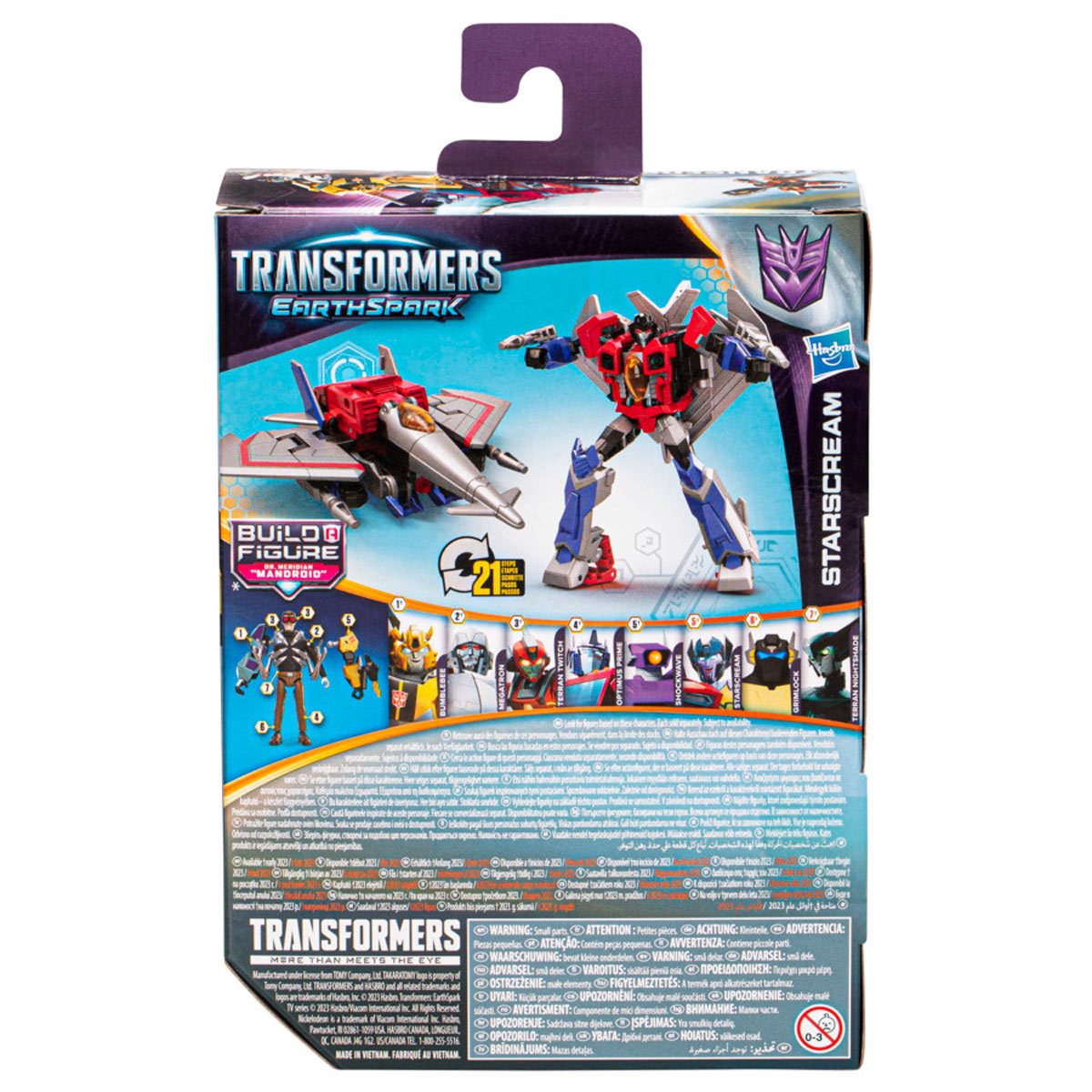 Transformers EarthSpark Warrior Starscream - Figura Robot Convertibile In Jet, 7 Passaggi