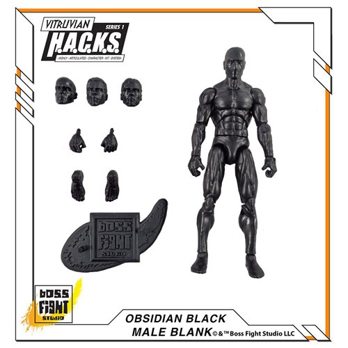 Vitruvian H.A.C.K.S. Customizer Series Male Obsidian Black Blank Action Figure