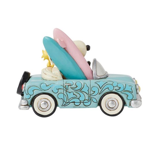 Peanuts Snoopy and Woodstock in Surfboard Car By Jim Shore Statue