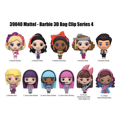 Barbie Series 4 3D Foam Bag Clip Random 6-Pack