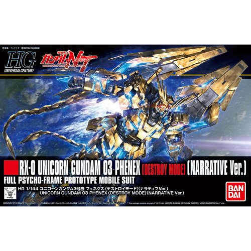 Mobile Suit Gundam Narrative Unicorn Gundam 03 Phenex Destroy Mode NT Version High Grade 1:144 Scale