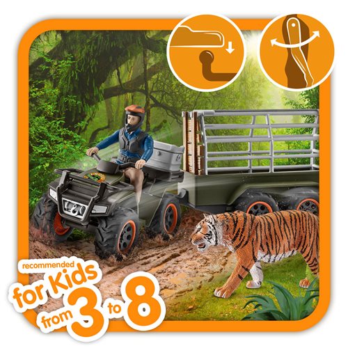 Wild Life Quad Bike with Trailer and Ranger Playset