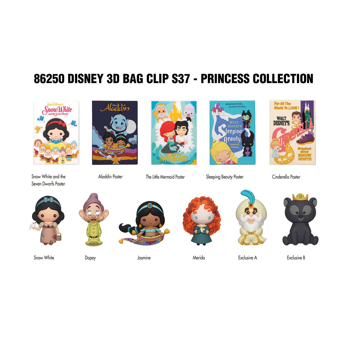 Disney Princess Collection 37 3D Foam Bag Clip