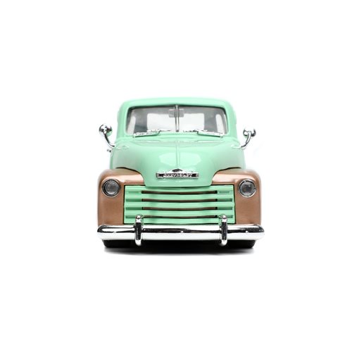 Just Trucks 1953 Chevrolet Pickup Light Green 1:24 Scale Die-Cast Metal Vehicle with Tire Rack