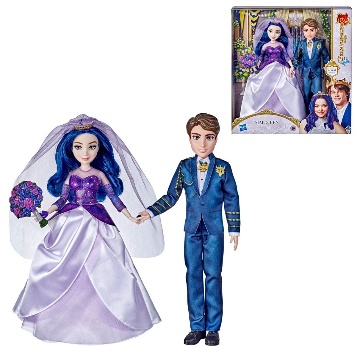 Disney Descendants Mal and Ben Dolls, Inspired by Disney The Royal Wedding:  A Descendants Story, Toys Include Outfits, Shoes, and Fashion Accessories