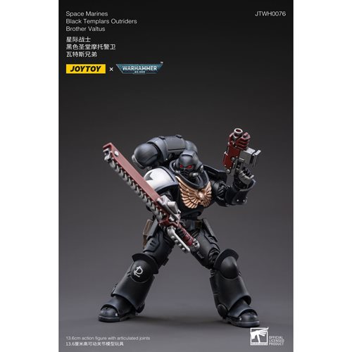 Joy Toy Warhammer 40,000 Space Marines Black Templars Outriders Brother Valtus 1:18 Scale Action Fig
