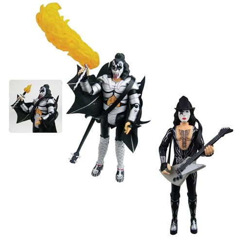 KISS Destroyer Demon with Fire and Starchild in Firehouse Hat 3 3/4-Inch Action Figures - Entertainment Earth Exclusive