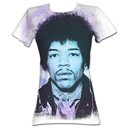 Jimi Hendrix Face Sublimation Print White Juniors T-Shirt