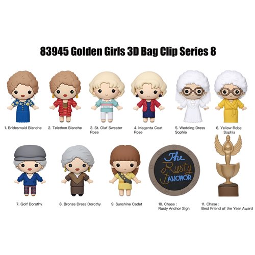 Golden Girls Series 8 3D Foam Bag Clip Display Case of 24