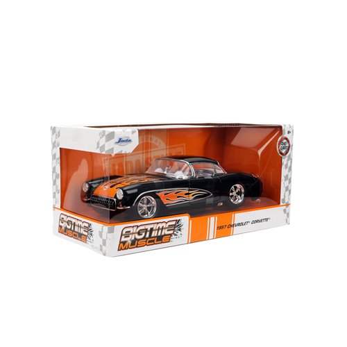 Bigtime Muscle 1957 Black Chevrolet Corvette 1:24 Scale Die-Cast Metal Vehicle