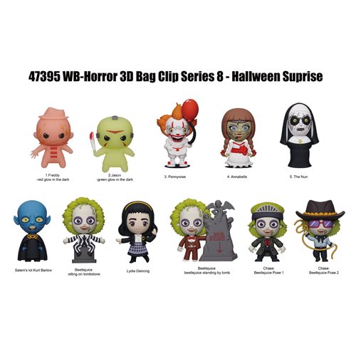 WB Horror Series 8 3D Foam Bag Clip Display Case of 24