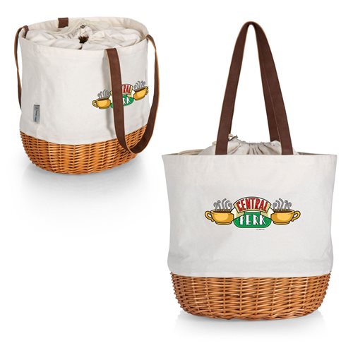 Friends Central Perk Coronado Beige Canvas and Willow Basket Tote