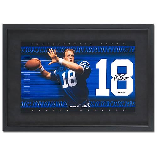 Peyton Manning Signed Throwing Home/Blue Mini Jersey Number