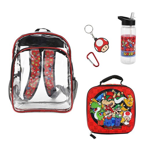 Super Mario Bros. Icons Clear Youth Backpack 5-Piece Set
