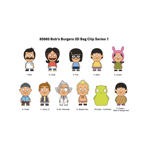 Bobs Burgers 3D Foam Bag Clip Random 6-Pack
