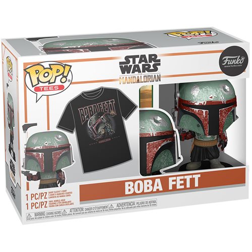 Star Wars: The Mandalorian Boba Fett Pop! Vinyl Figure and Adult Black Pop! T-Shirt 2-Pack