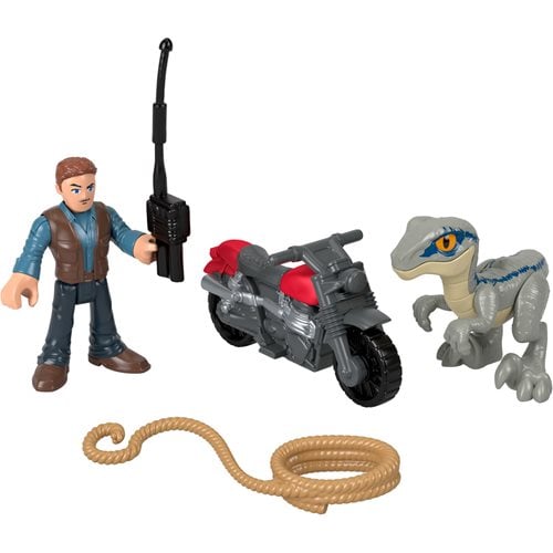 Jurassic World Imaginext Owen and Blue Action Figure Set