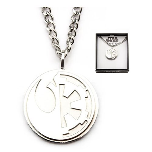 Star Wars Rogue One Rebel Alliance and Galactic Empire Symbol Stainless Steel Pendant Necklace