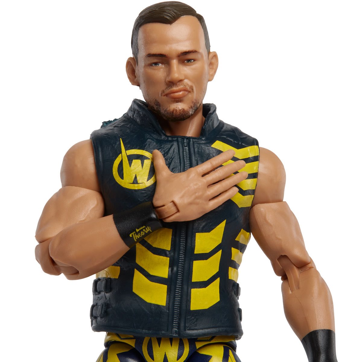 thumbnail interactive-video image 1 of WWE Mattel Elite Series #121 Austin Theory Action Figure – 1:10 Scale Wrestling Toy 1 of 4