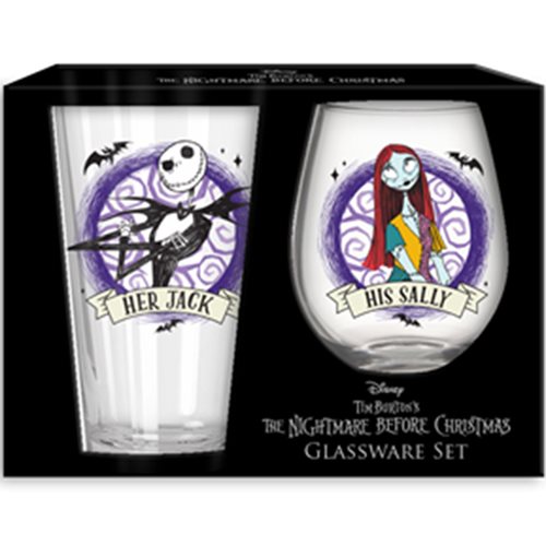 The Nightmare Before Christmas Frames 16 oz. Pint Glass and 20 oz. Stemless Glass Set of 2