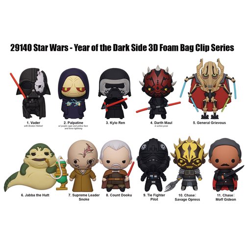 Star Wars Dark Side Series 5 3D Foam Bag Clip Random 6-Pack