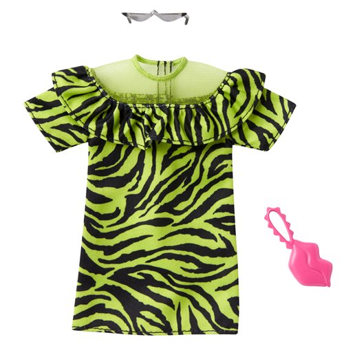 Barbie Complete Look Neon Green Zebra Print Dress Fashion Pack