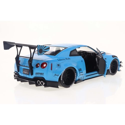 2024 Nissan GT-R R35 Baby Blue Liberty Walk Version 2.0 Body Kit 1:18 Scale Die-Cast Metal Vehicle