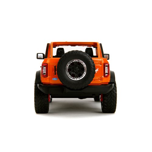Just Trucks 2021 Ford Bronco Orange 1:24 Scale Die-Cast Metal Vehicle with Tire Rack