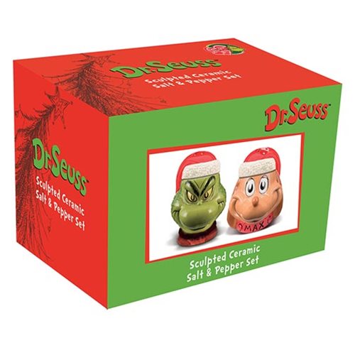 Grinch and Max Sculpted Ceramic Salt and Pepper Set