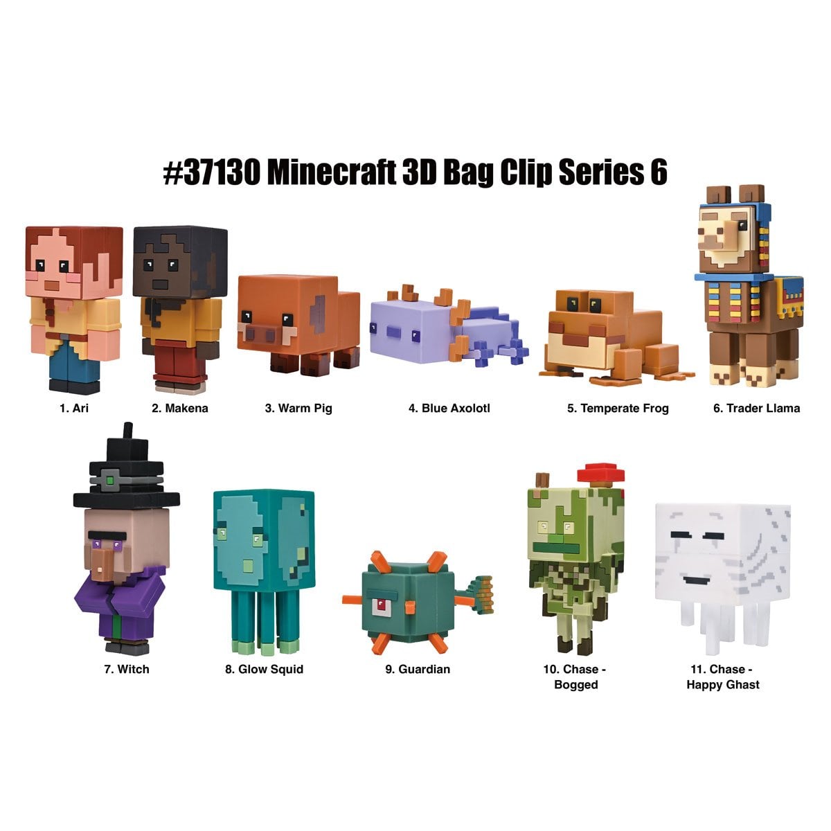 Minecraft Series 6 3D Foam Bag Clip Random 6-Pack