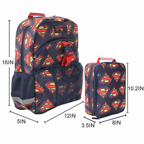 Superman Logo All Over Print Youth Backpack Set
