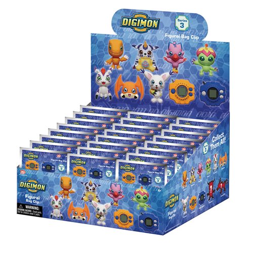 Digimon Series 3 3D Foam Bag Clip Random 6-Pack