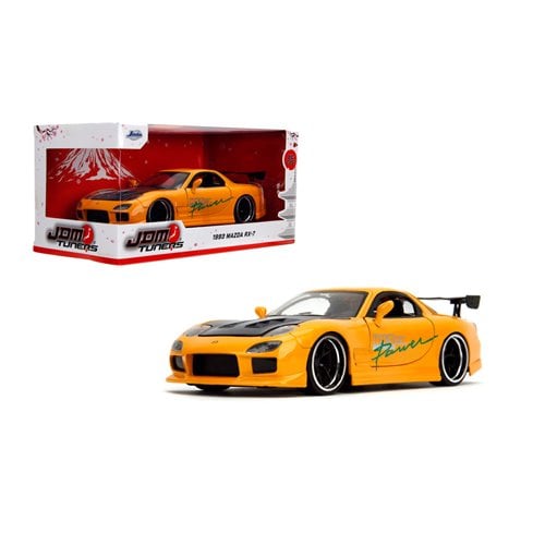 JDM Tuners 1993 Mazda RX-7 FD HKS Yellow Orange 1:24 Scale Die-Cast Metal Vehicle