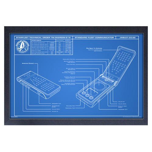 Star Trek: Discovery Communicator Blueprint Framed Art Print