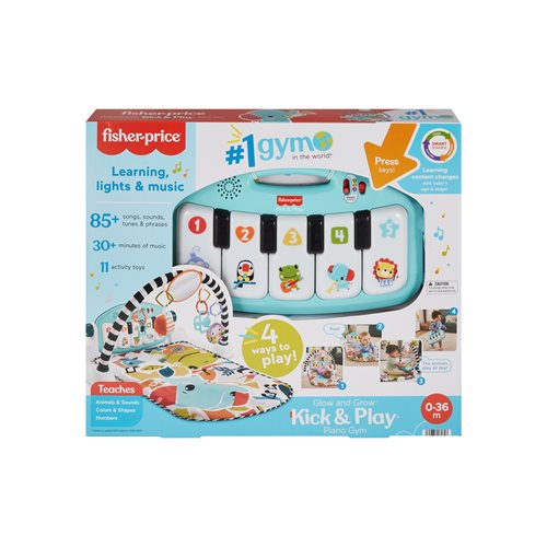 Fisher-Price Glow and Grow Kick and Play Blue Piano Gym