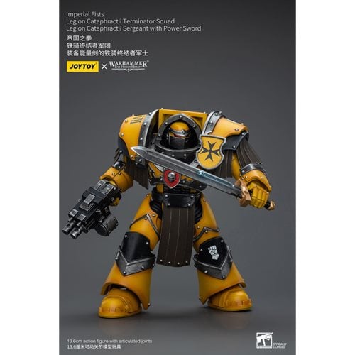 Joy Toy Warhammer 40,000 Imperial Fists Cataphractii Terminator Sergeant with Power Sword 1:18 Scale
