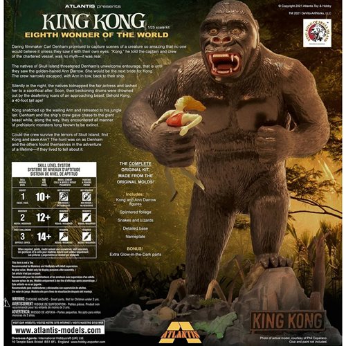King Kong with Glow Parts 1:25 Scale Plastic Model Kit