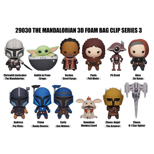 Star Wars: The Mandalorian S3 3D Foam Bag Clip Random 6-Pack