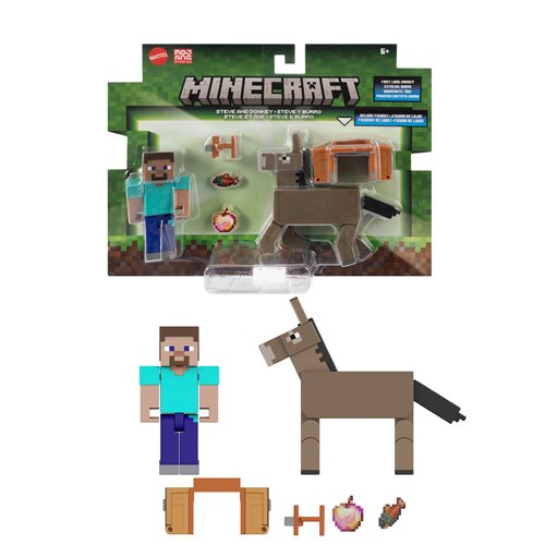 Minecraft Steve and Donkey Action Figure 2-Pack