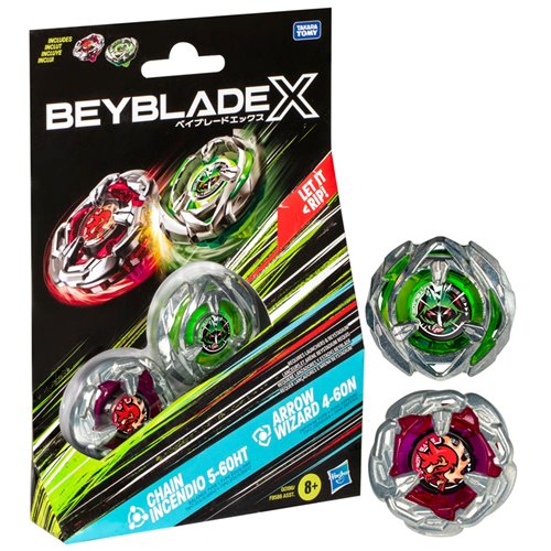 Beyblade X Chain Incendio 5-60HT and Arrow Wizard 4-60N Dual Pack Set with 2 Right-Spinning Tops
