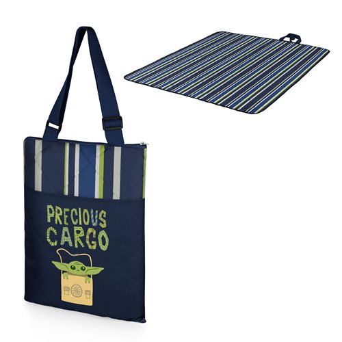 Star Wars: The Mandalorian The Child Vista Collection Navy Blue and Stripes Tote Outdoor Picnic Blan