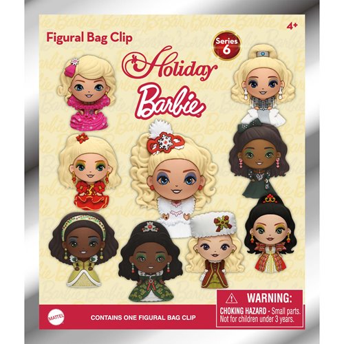 Barbie Holiday Series 6 3D Foam Bag Clip Random 6-Pack