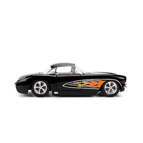 Bigtime Muscle 1957 Black Chevrolet Corvette 1:24 Scale Die-Cast Metal Vehicle